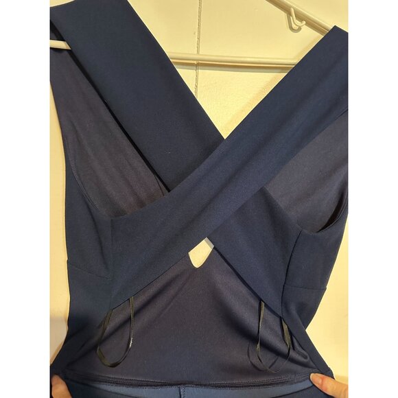 Lulus Navy Blue “Thinking Out Loud” Criss‑Cross Back Jumpsuit – Size M – New Wit - Picture 4 of 10